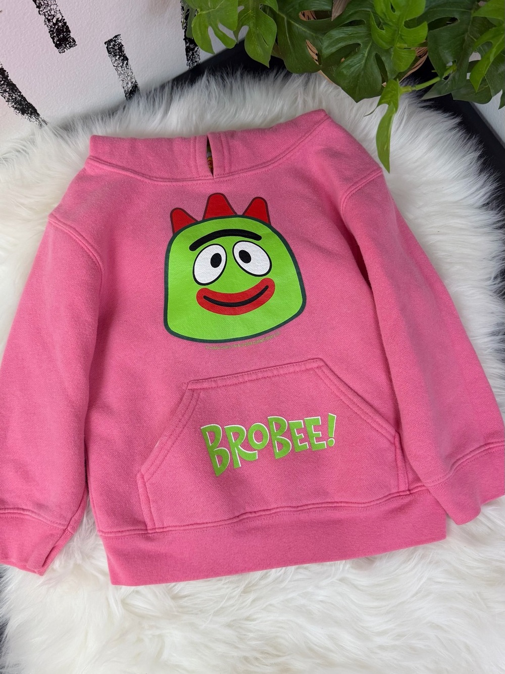Vintage 2007 Yo Gabba Gabba Brobee Pink Toddler Girls Hoodie Size 3T